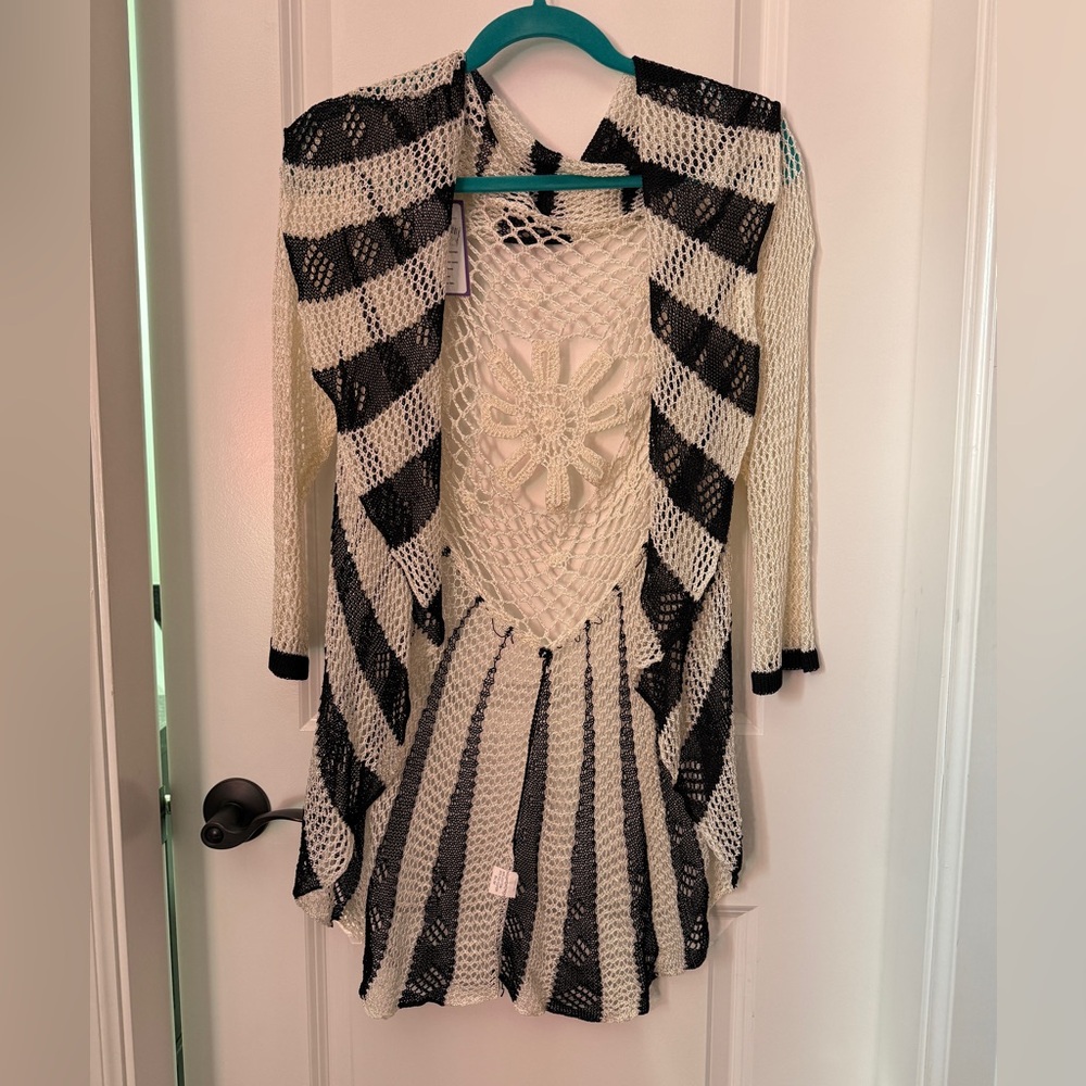 Striped Black and Cream Knit Sweater